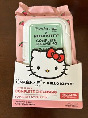 The Crème Shop x Hello Kitty 3‑in‑1 Cleansing Towelettes Pink 60 Ct NWT